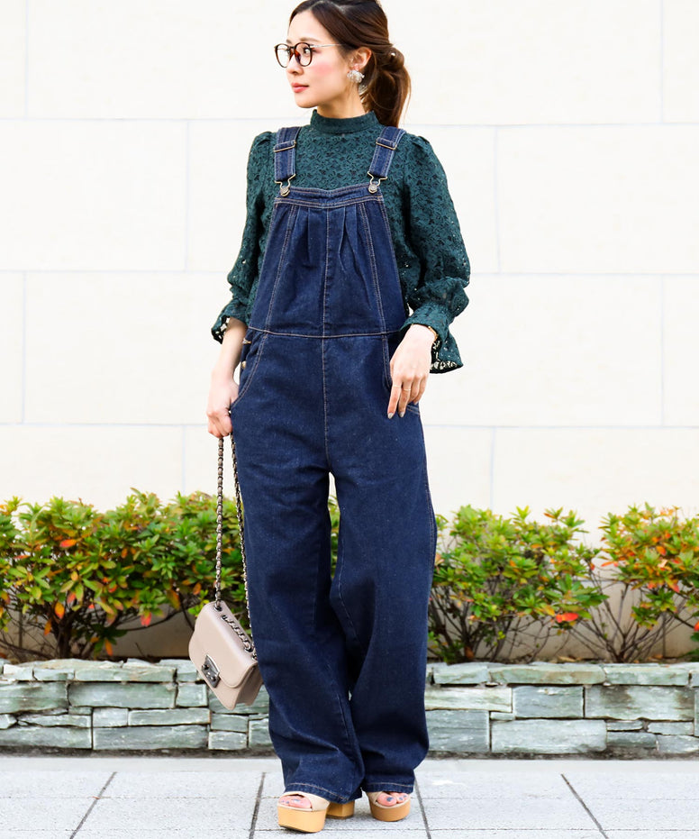 Fashion Letter オーバーオールガウチョ ネイビー