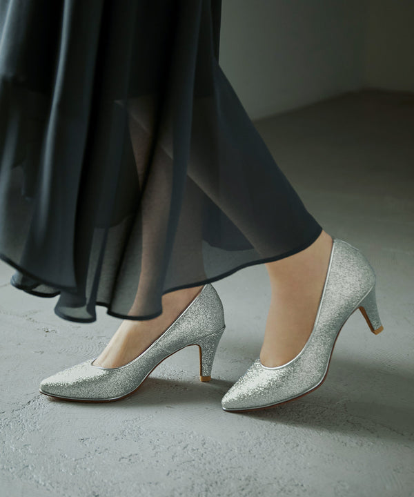 niana 日本製グリッターパンプス シルバー