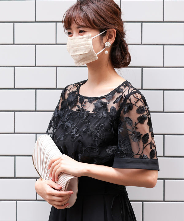 niana 結婚式用レースマスク ベージュ