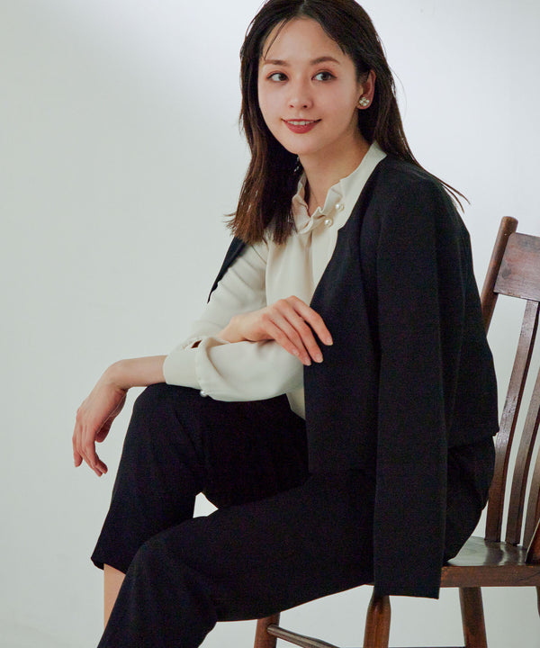 niana タックノーカラージャケット ブラック