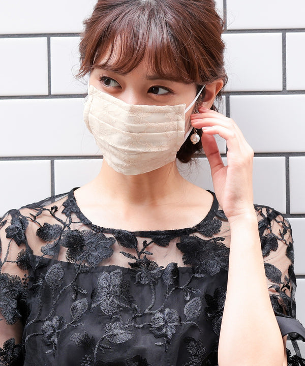 niana 結婚式用レースマスク ベージュ