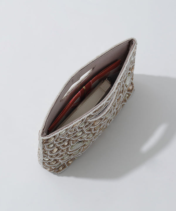 niana ストーンビジューハンドバッグ ベージュ