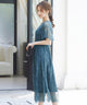 niana レース×レーステープデザイン ドレス ブルーグレー