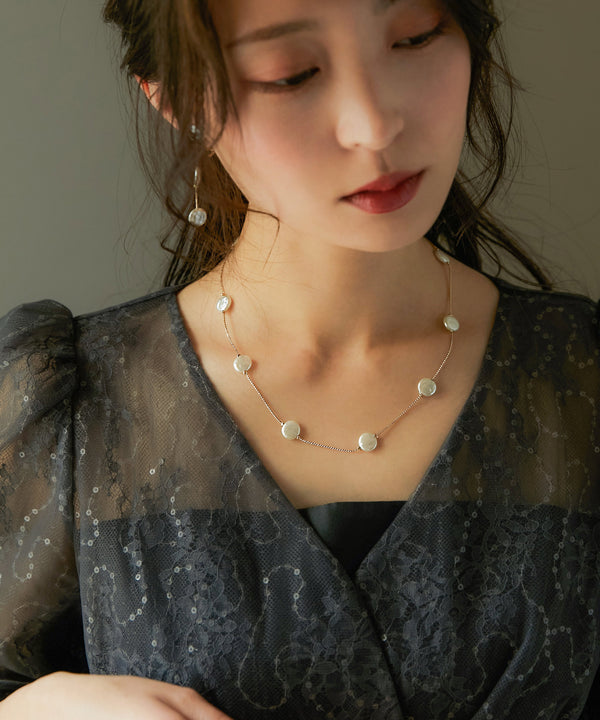 niana フラットパールネックレス ゴールド