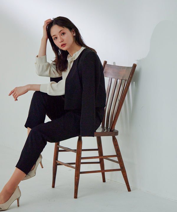 niana タックノーカラージャケット ブラック