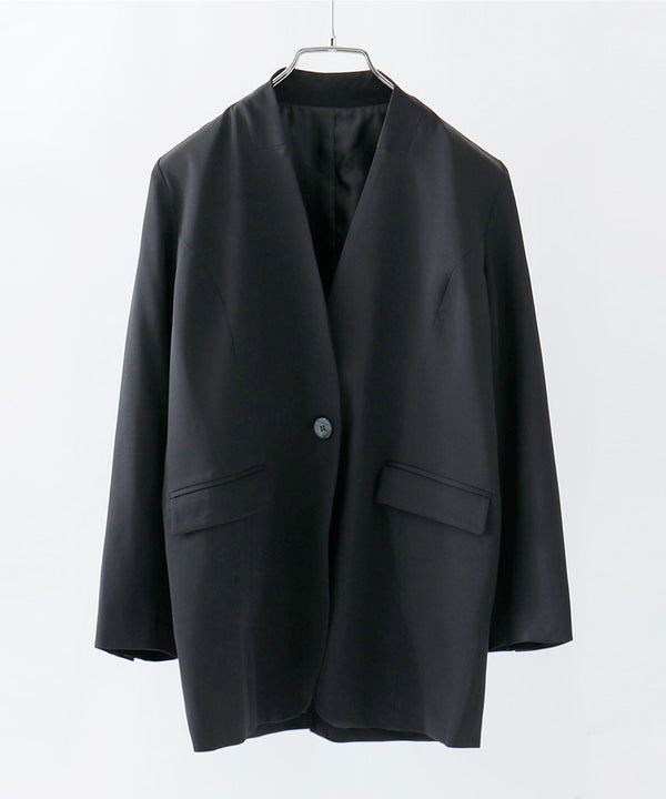 niana ウエストサッシュベルトノーカラーシングルジャケット ブラック