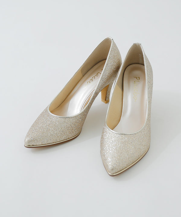 niana 日本製グリッターパンプス ゴールド