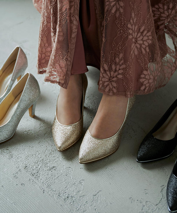 niana 日本製グリッターパンプス ゴールド