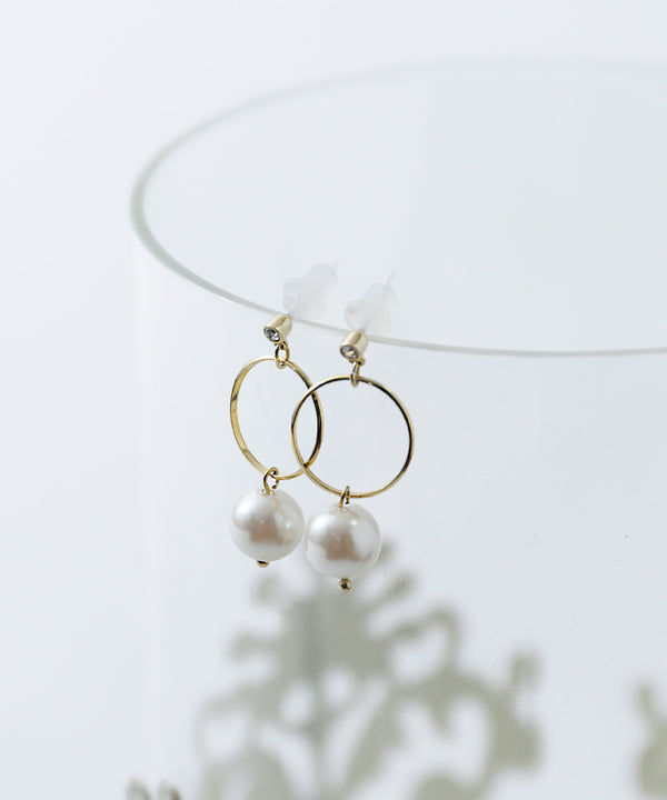 niana リングパールセラミックピアス ゴールド