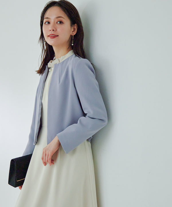 niana タックノーカラージャケット ブルーグレー