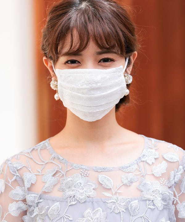 niana 結婚式用レースマスク ホワイト