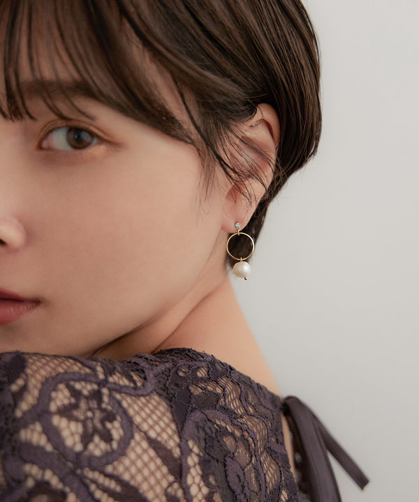 niana リングパールセラミックピアス ゴールド