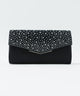 niana ラインストーンレースクラッチバッグ ブラック