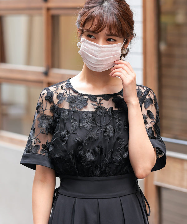 niana 結婚式用レースマスク ピンク