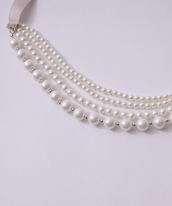 niana グログランリボンネックレス オケージョン ベージュ