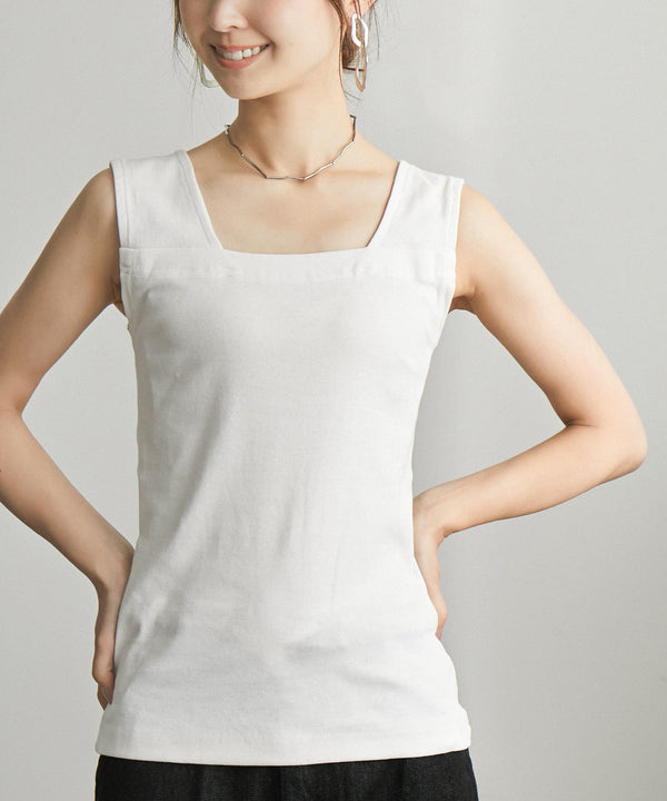 Fashion Letter ブラ紐隠しインナータンクトップ オフホワイト