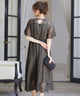 niana レース×レーステープデザイン ドレス チャコール
