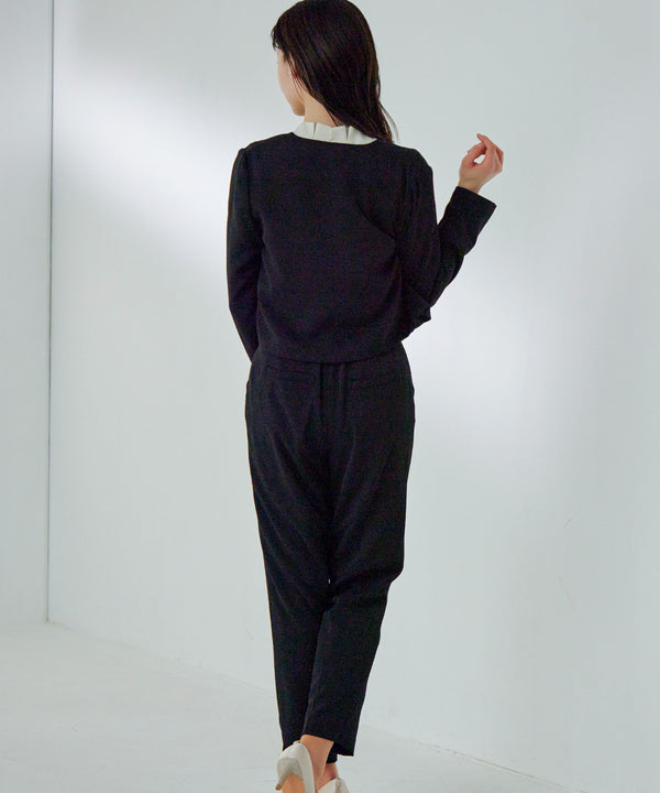 niana タックノーカラージャケット ブラック