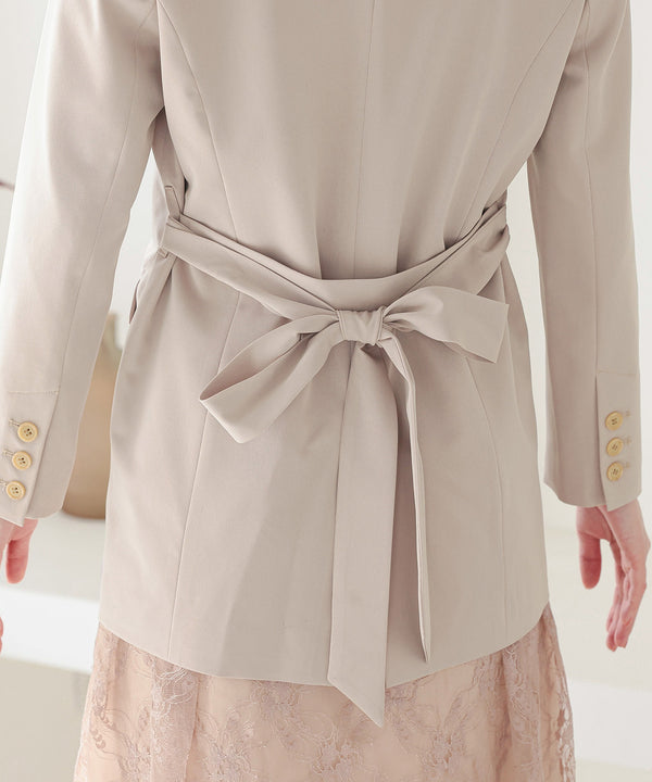 niana ウエストサッシュベルトノーカラーシングルジャケット