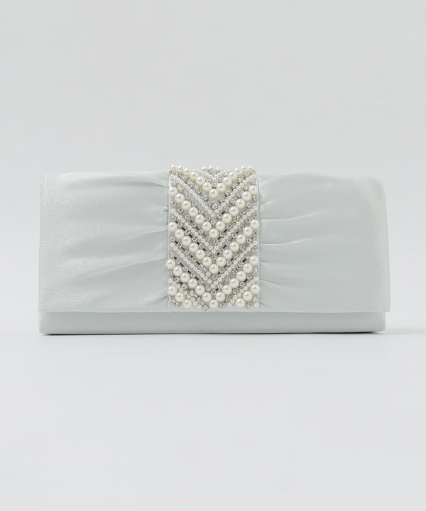 niana パール&ビジュークラッチバッグ シルバー