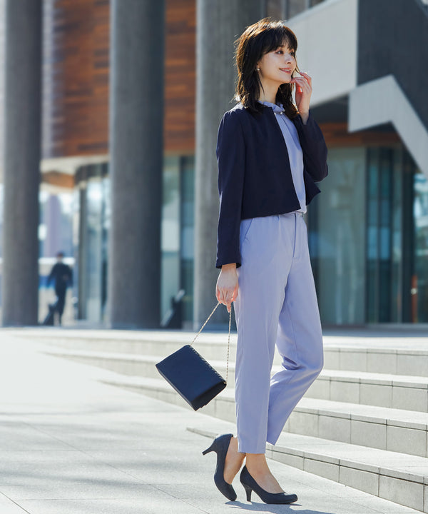 niana タックノーカラージャケット ネイビー