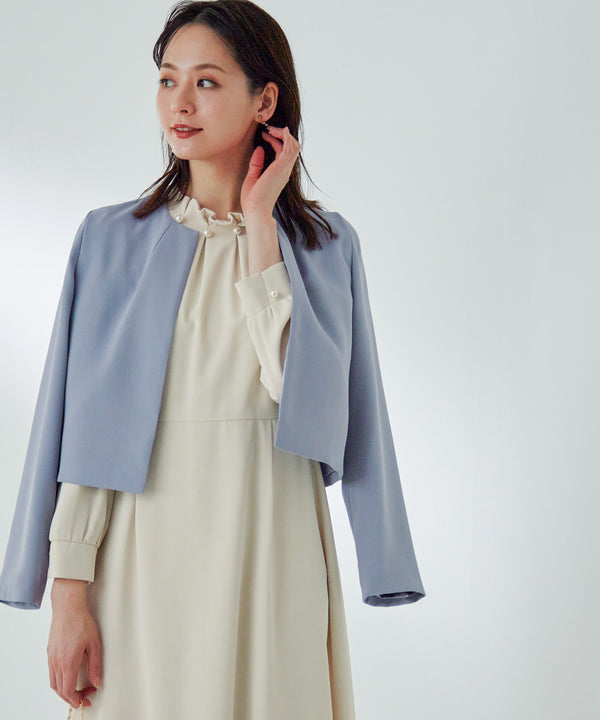 niana タックノーカラージャケット ブルーグレー