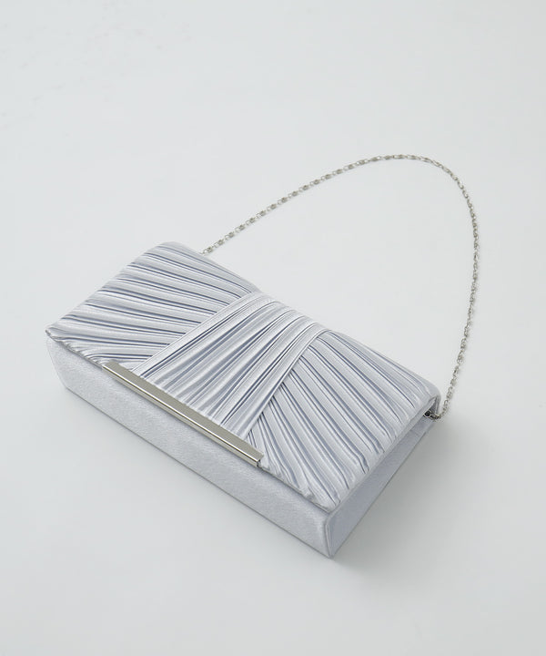 niana サテンプリーツパーティバッグ シルバー