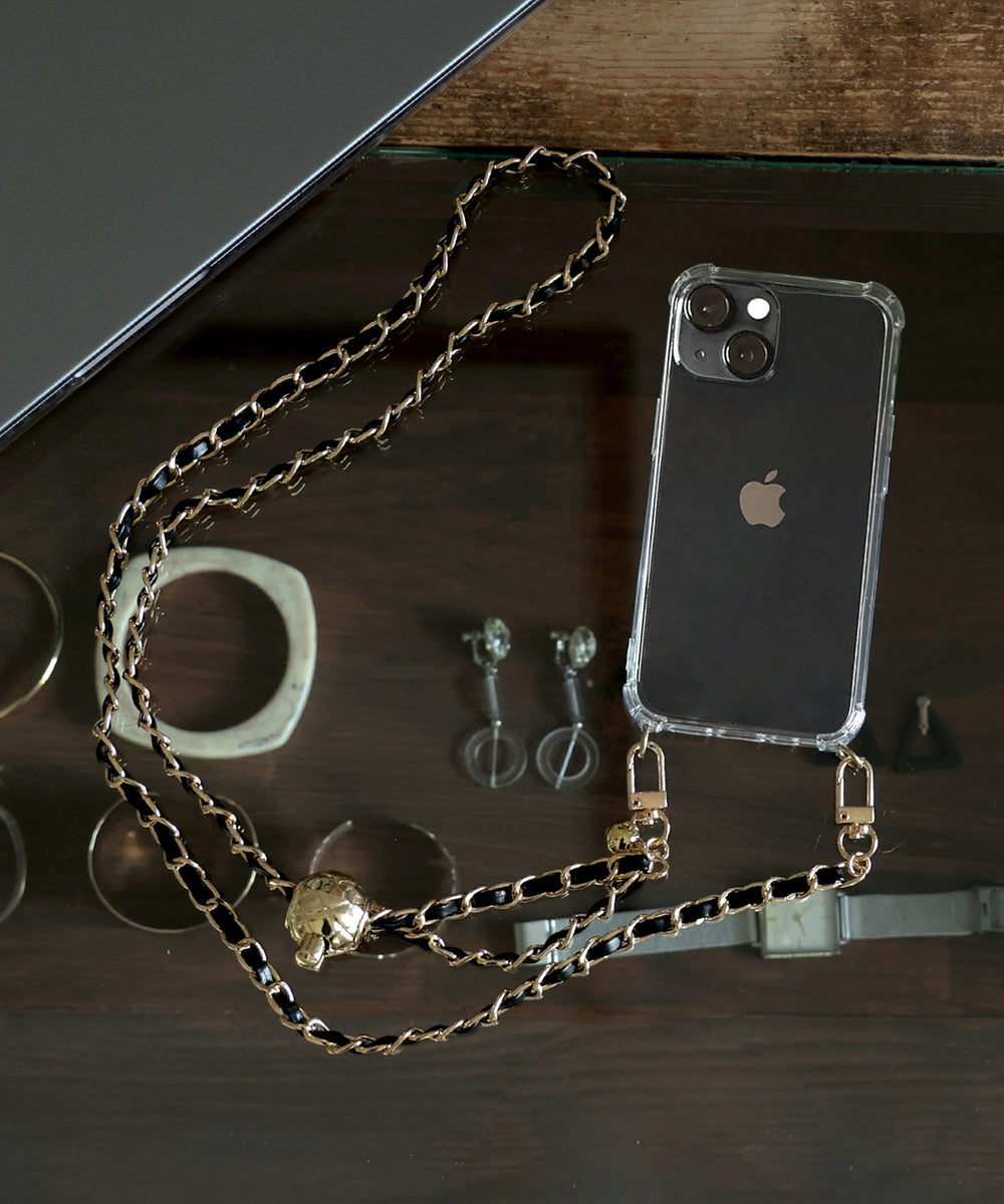 国内発送 スマホケース ショルダー ポーチ モノグラム チェーン レザー スマホショルダー / ウェアラブル iPhoneケース– objcts.io