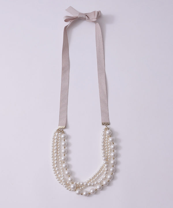 niana グログランリボンネックレス オケージョン ベージュ