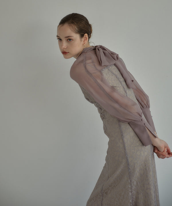 2wayリボンリーフレースドレス 結婚式ワンピース｜パーティードレス  