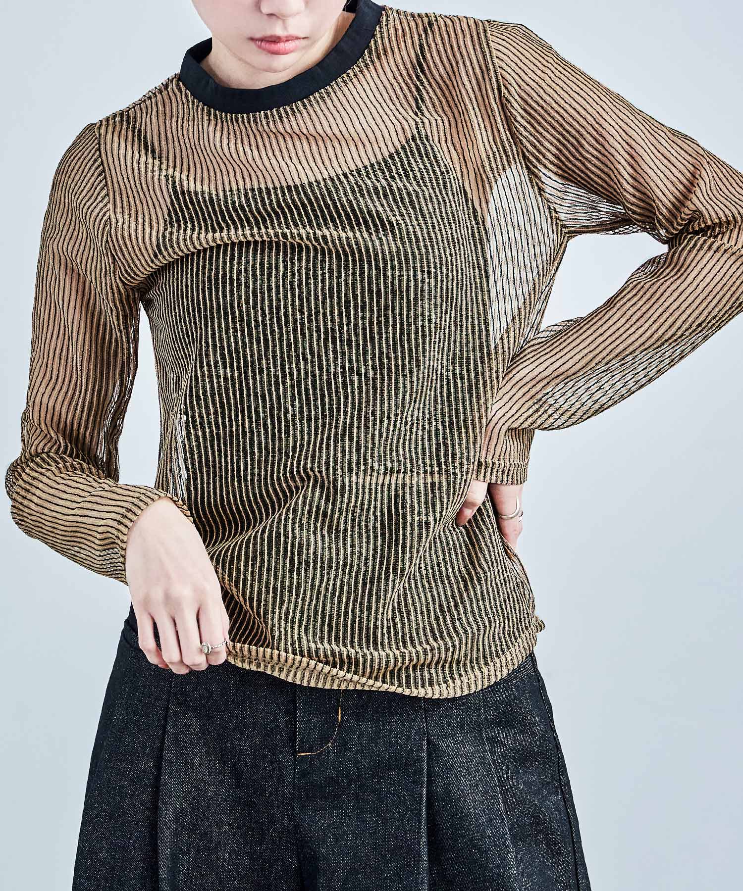 コードメッシュ ロングスリーブTシャツ｜Tシャツ - Fashion Letter