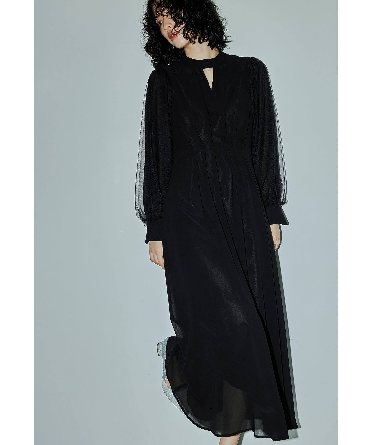 日本全国送料無料商品 | 特集 | Vネックシアースリーブドレス キーホールネック シンプル 結婚式 スーツ・フォーマル・ドレス