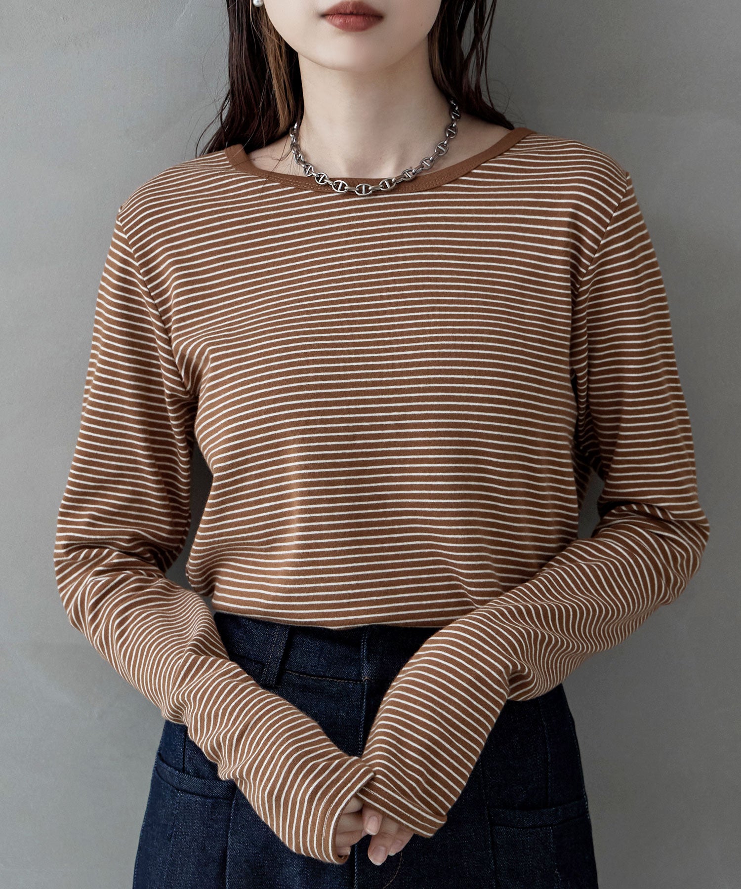 ヘンリーネック2wayボーダーロンT｜Tシャツ - etoll.