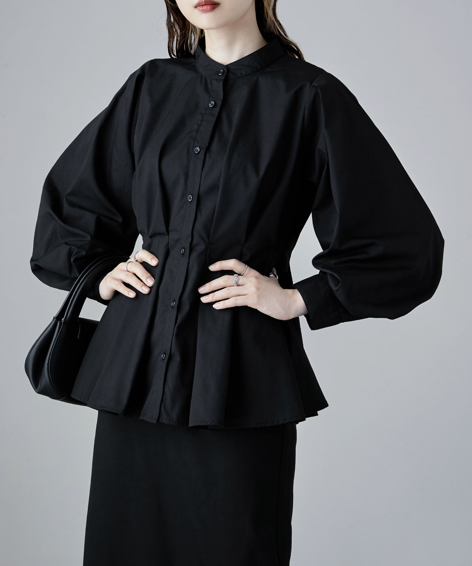 フレアウエストタックスタンドブラウス｜シャツ・ブラウス - etoll.