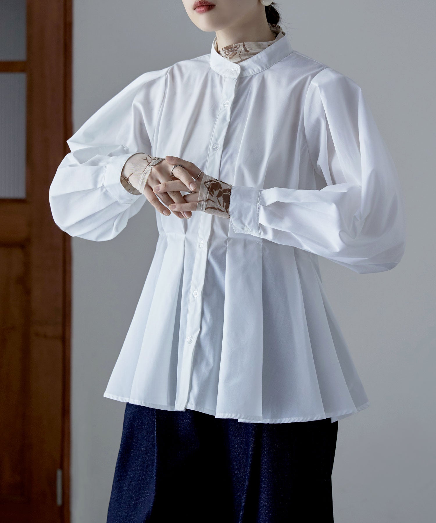 フレアウエストタックスタンドブラウス｜シャツ・ブラウス - etoll.