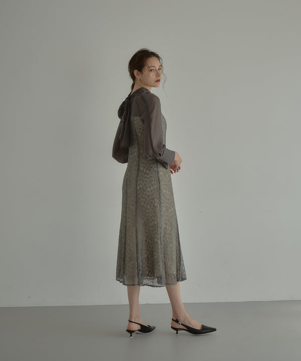 2wayリボンリーフレースドレス 結婚式ワンピース｜パーティードレス  