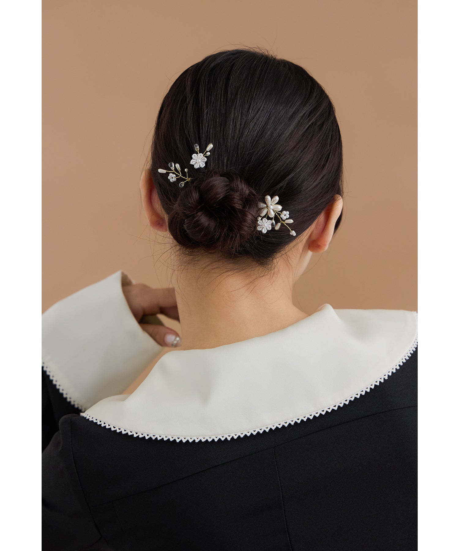 パールレースフラワーヘアピン3本セット Uピン ヘアアクセサリー