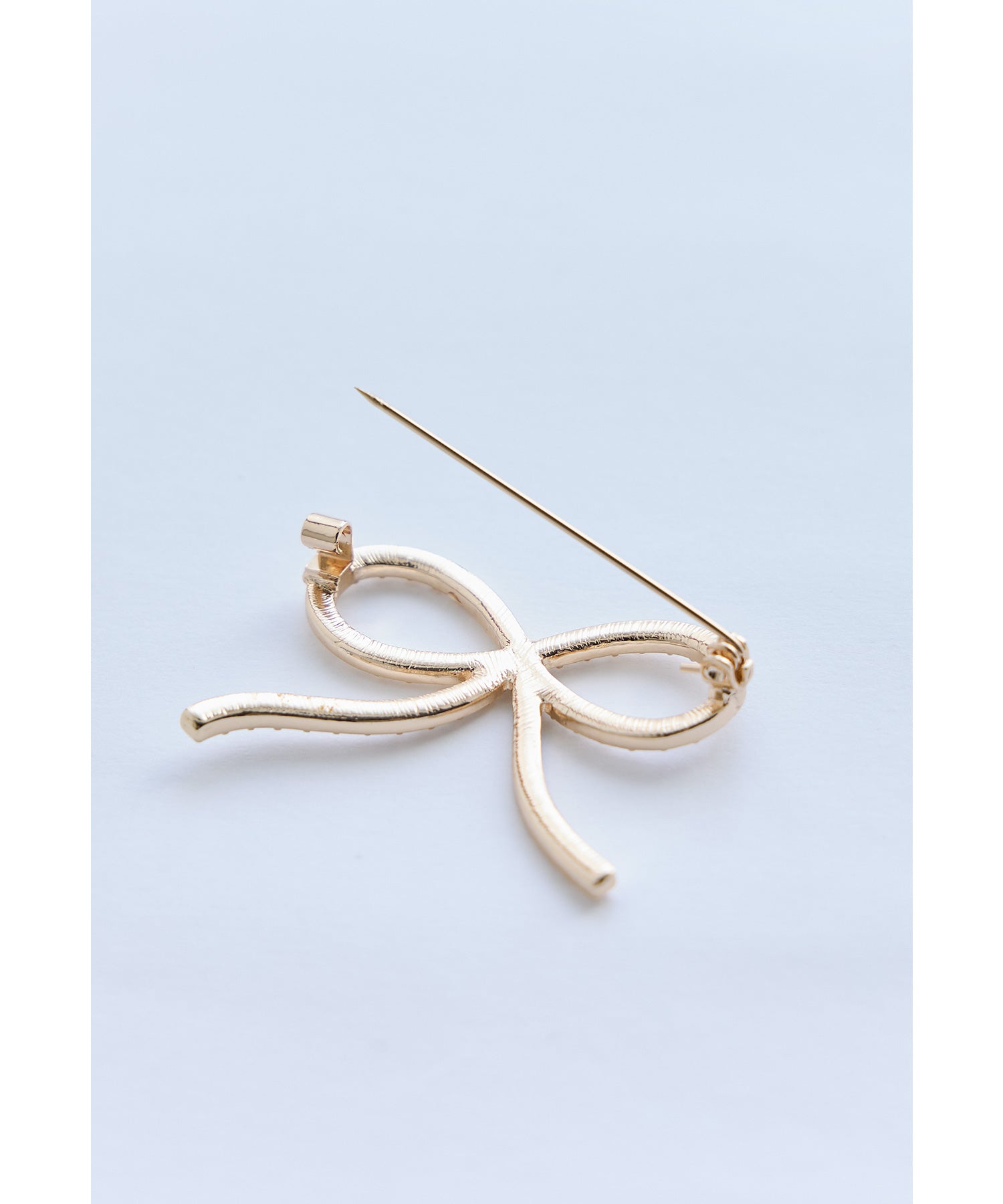 ラインストーンリボンブローチ コサージュ ゴールド シルバー