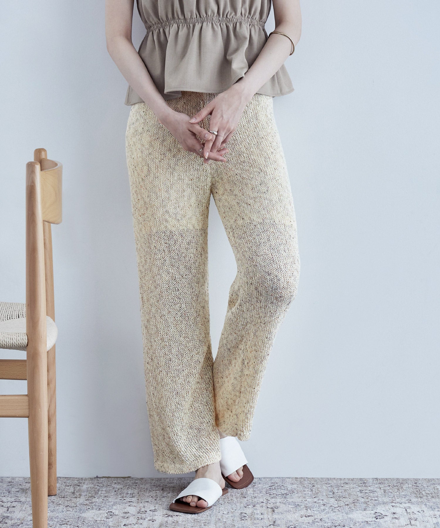 コットンリネンミックス ニットパンツ リネンタッチミックスニットパンツ｜パンツ - etoll.