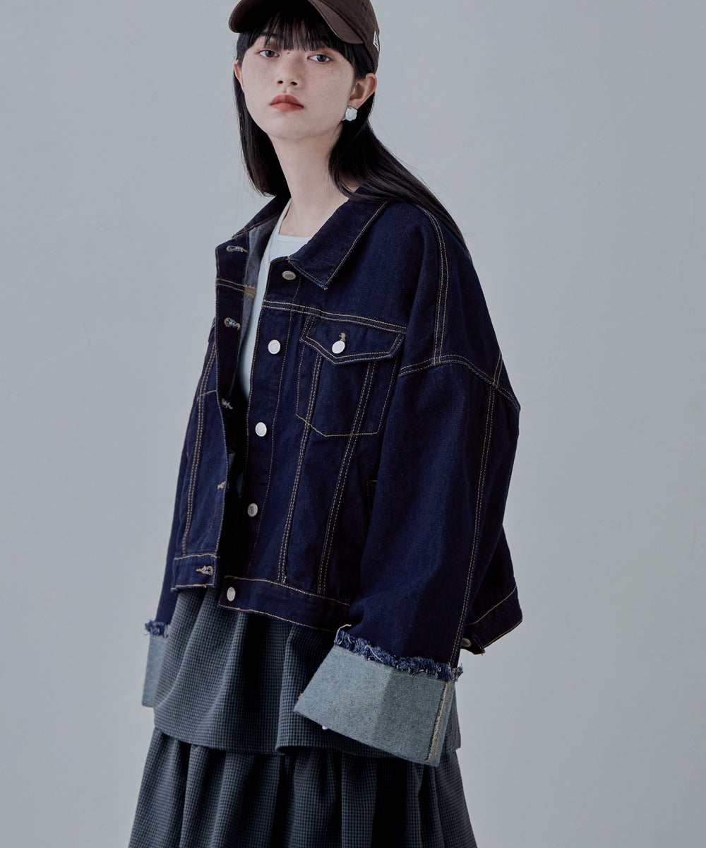 efu エフ　WIDE DENIM JACKET ワイドデニムジャケット　ブルー ワイドスリーブデニムジャケット｜コート・ジャケット - etoll.