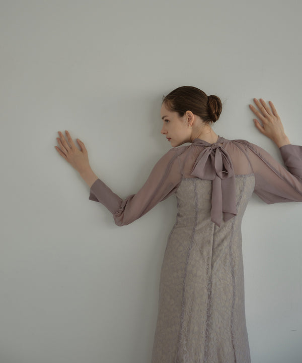 2wayリボンリーフレースドレス 結婚式ワンピース｜パーティードレス  