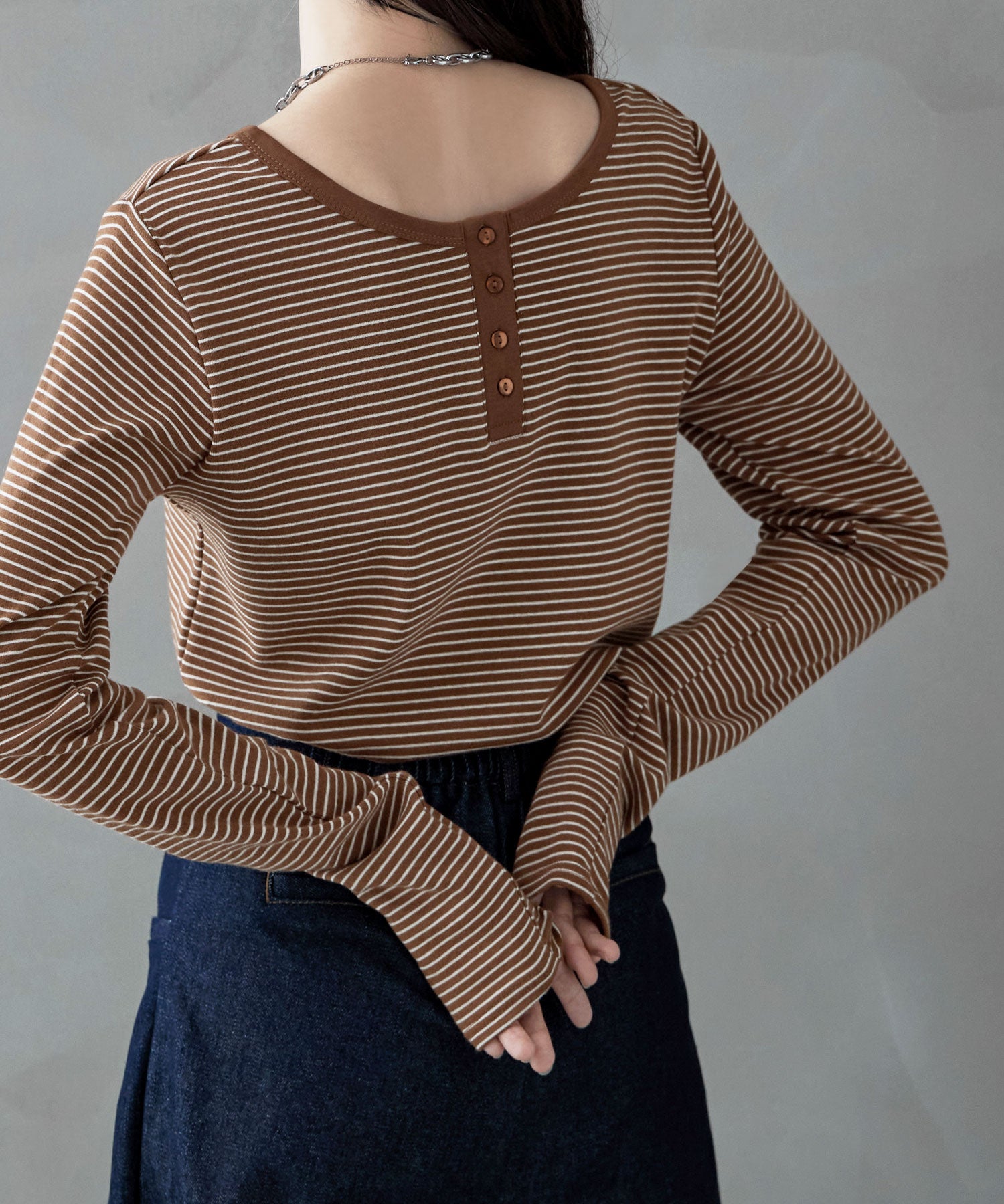 ヘンリーネック2wayボーダーロンT｜Tシャツ - etoll.