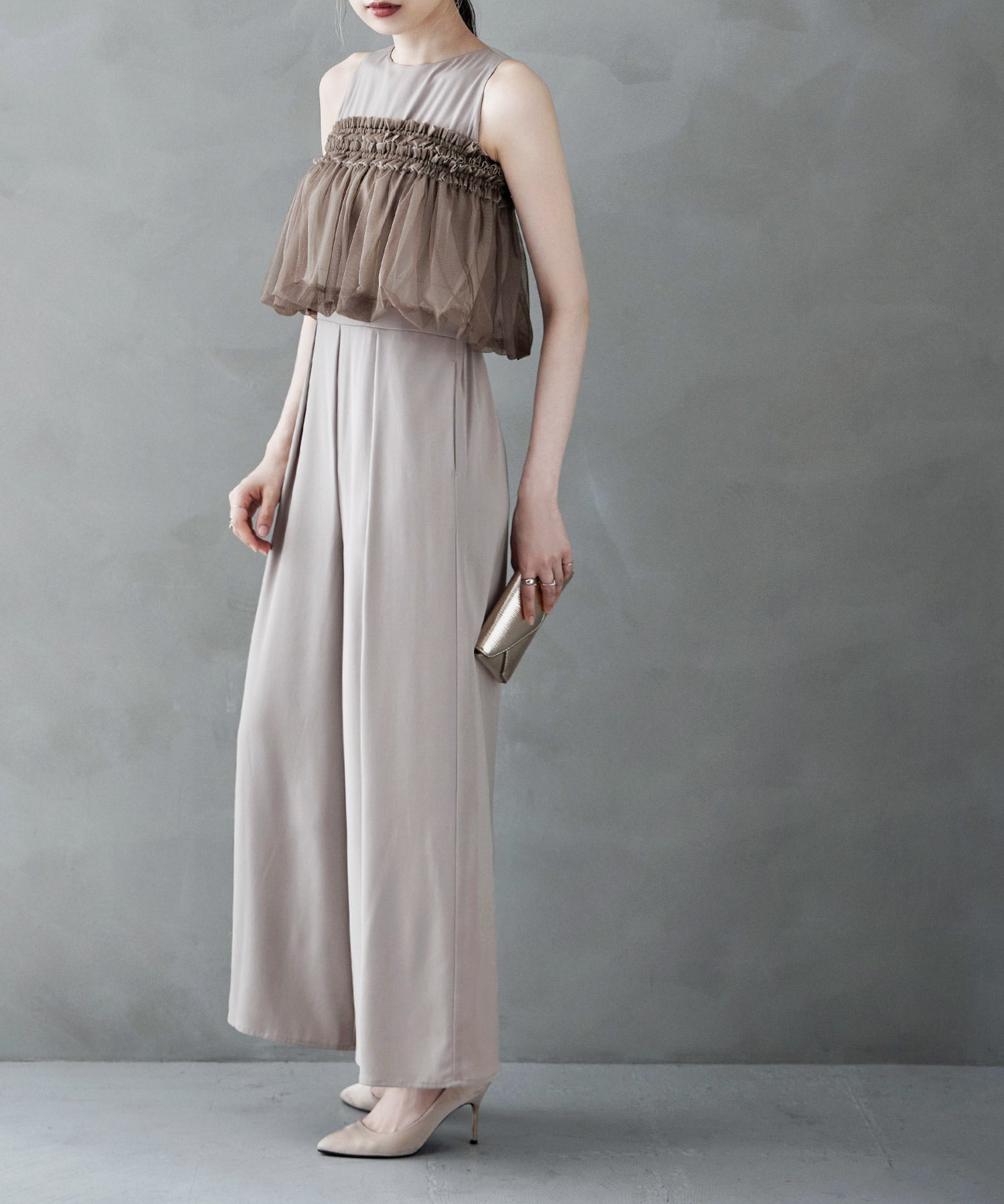 正規通販 moussy 【オケージョンドレス/結婚式】frill gather SHOULDER 