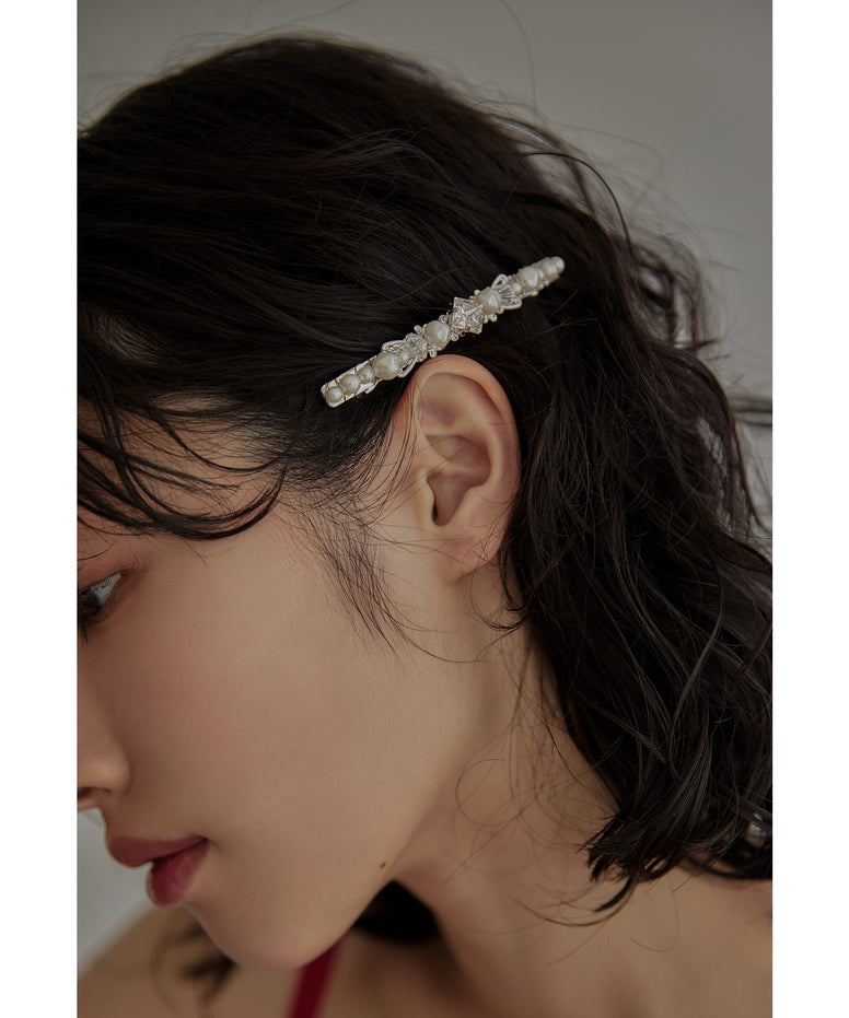 パールビジューバレッタ ヘアピン ヘアクリップ 結婚式 成人式 ヘア 