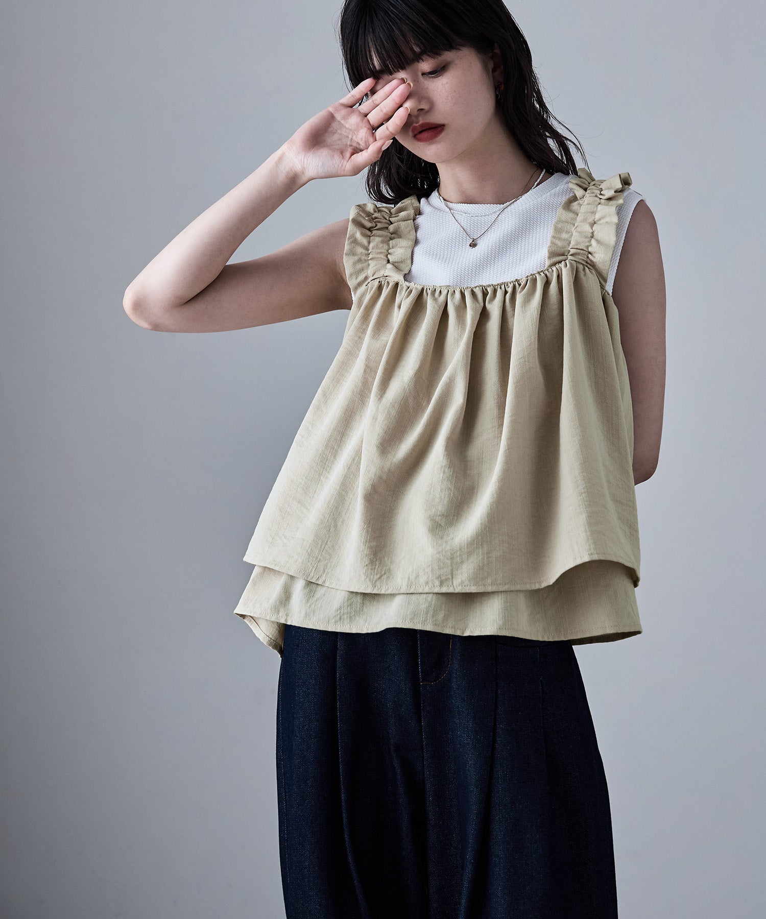 リネンタッチギャザービスチェ｜Tシャツ - etoll.