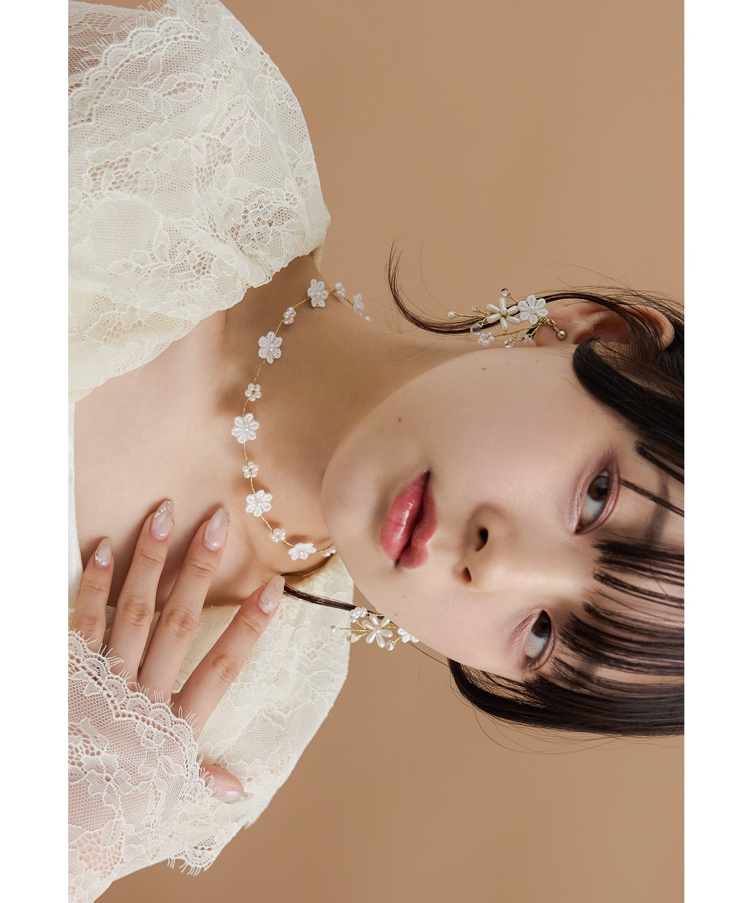 レースフラワーイヤリング ゴールド シルバー 結婚式 二次会 同窓会