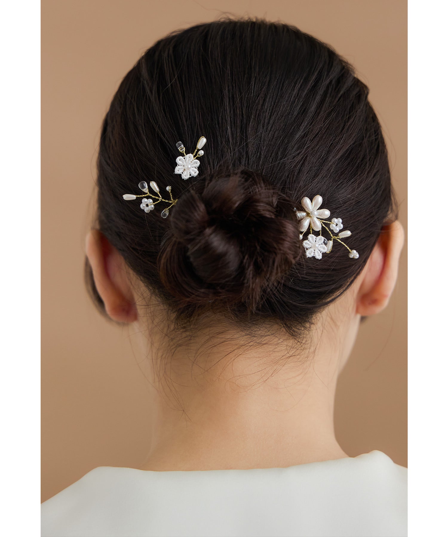 パールレースフラワーヘアピン3本セット Uピン ヘアアクセサリー
