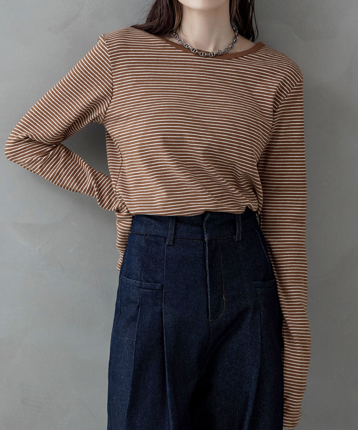 ヘンリーネック2wayボーダーロンT｜Tシャツ - etoll.