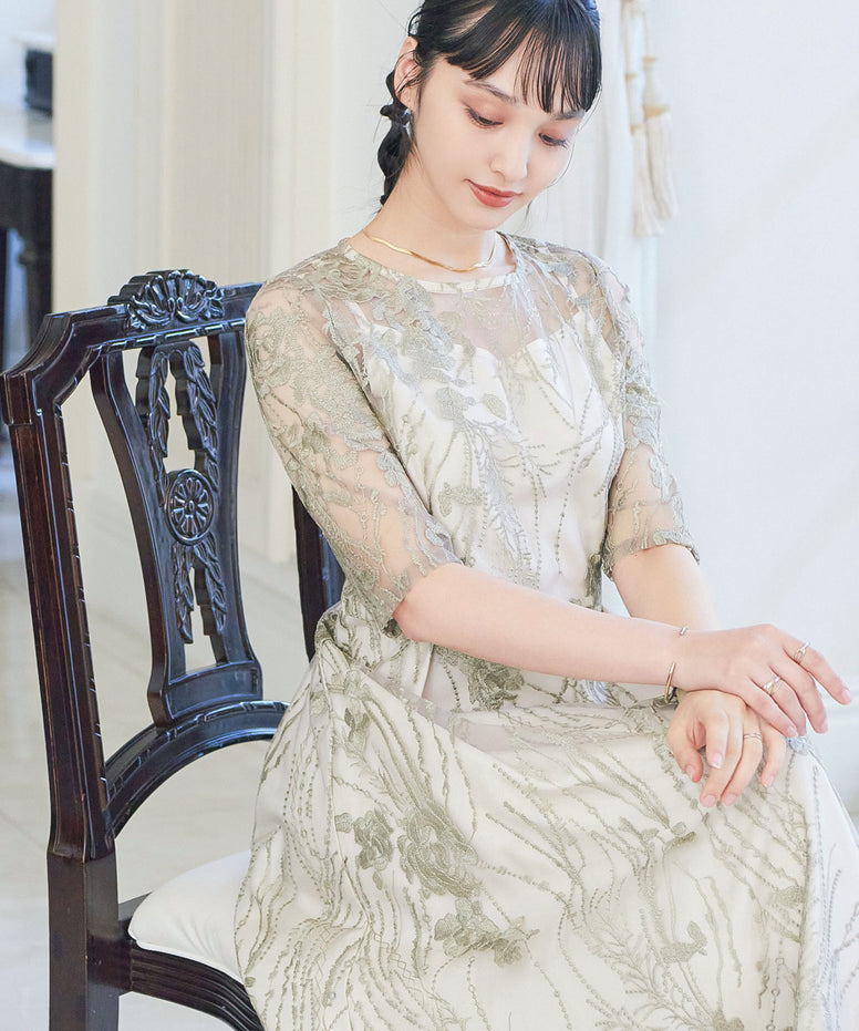 総レース バックリボン パーティードレス｜パーティードレス・結婚式 