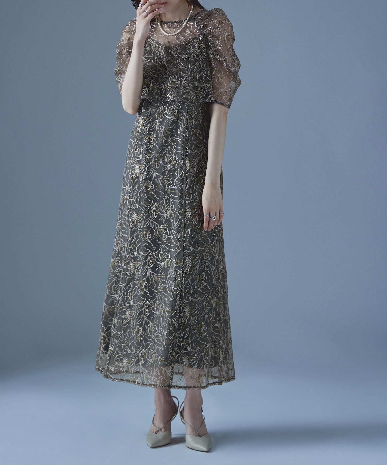 Embroidered lace layered dress